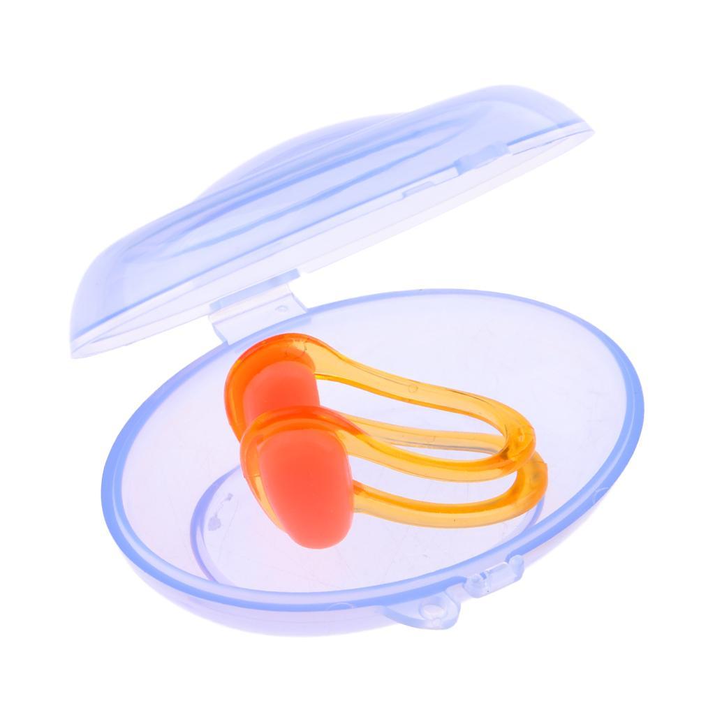 3xMen Women Soft Silicone Swim Swimming Nose Clip with Storage Case Orange