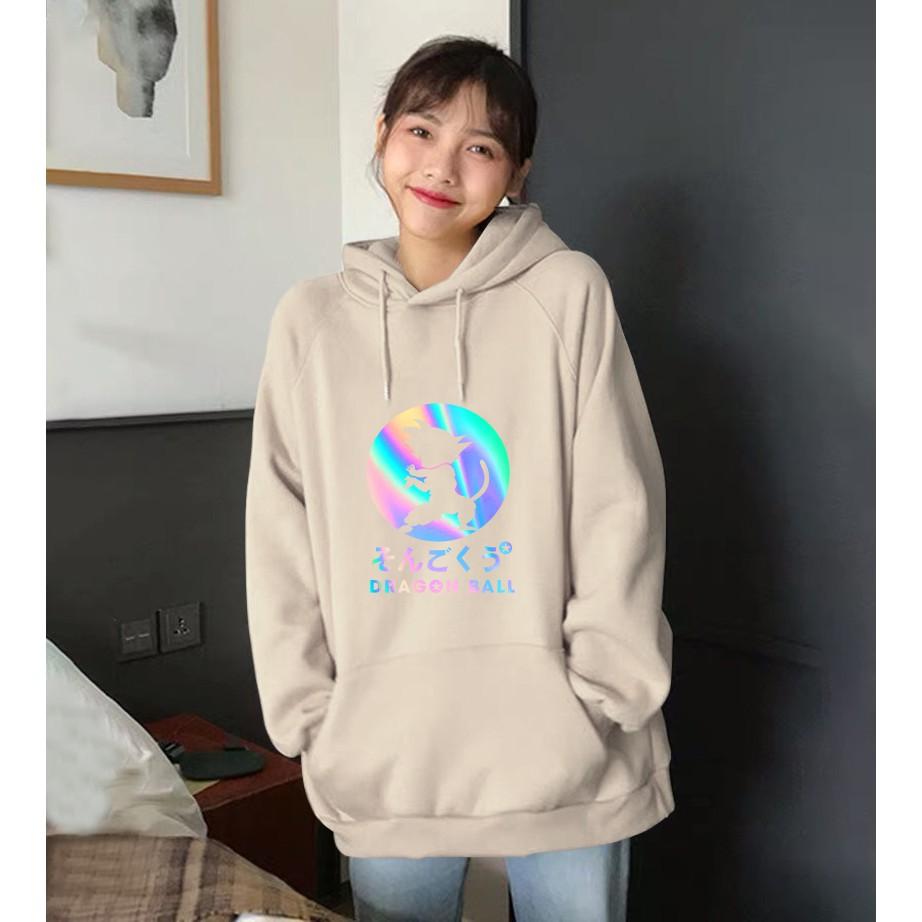 Áo khoác hoodie phản quang màu đò, vàng, tắng, tím,nâu, hồng, xám, nude Dragon Bal khoác đôi, khoát cặp giá rẻ