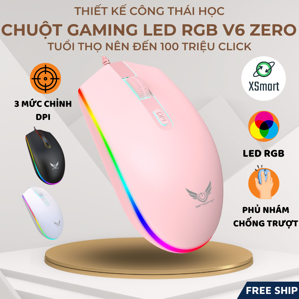 Chuột Máy Tính Gaming Có Dây V6 Zero LED Rgb, Độ Chính Xác Cao cho chơi game và làm việc văn phòng-Hàng Chính Hãng