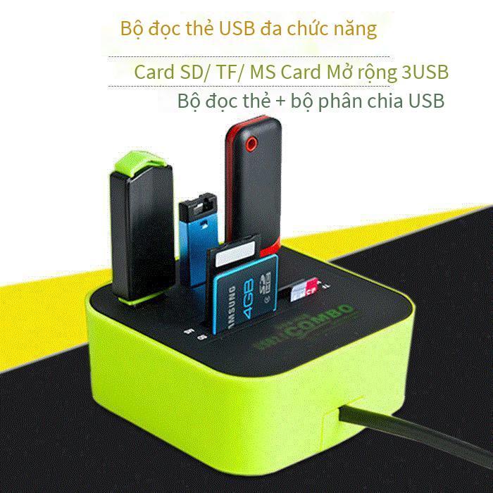 Bộ chia USB máy tính phong cách mới nhất Đầu đọc thẻ đa năng TF SD mở rộng USB tốc độ cao Bộ chuyển đổi tất cả trong một 2.0hub