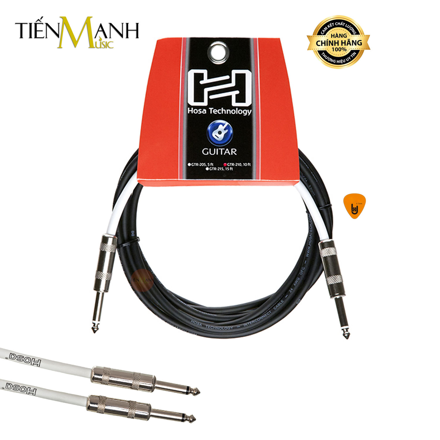 Dây Cáp Guitar Hosa 2 Đầu 6ly TS Mono Dài 1.5m, 3m, 4.5m, 6m, 7.5m GTR-205, GTR-210, GTR-215, GTR-220, GTR-225 Cable Hàng Chính Hãng - Kèm Móng Gẩy DreamMaker