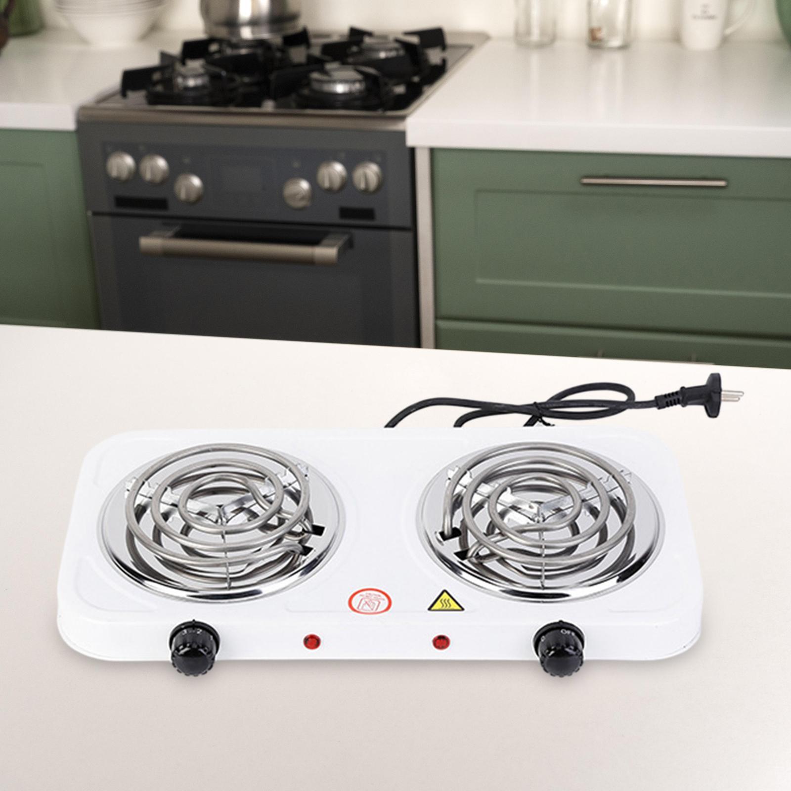 Electric Double Coil Burner Home Outdoor with Power Indicator Lights Compact