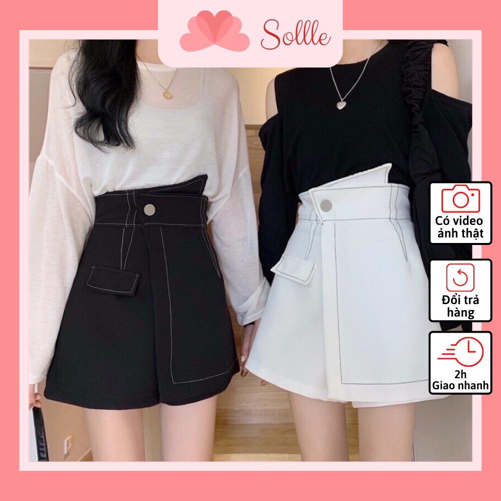 Quần giả chân váy ngắn chữ A viền chỉ nổi công sở phong cách mới Hàn Quốc Sollle