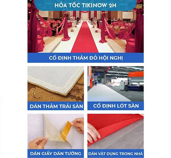 10mm*10m COMBO 2 CUỘN Keo 2 Mặt Sợi Thủy Tinh Cường Lực Dán Thảm Trải Sàn, Keo Chống Nước, Không Để Vết Keo