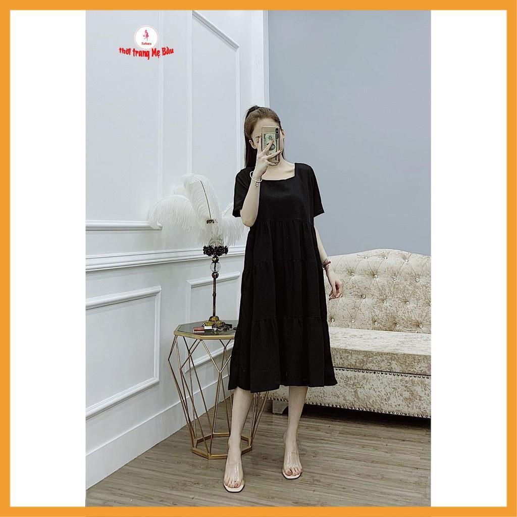 Váy bầu thiết kế baby cổ vuông ( ảnh thật) (shop Tatoco
