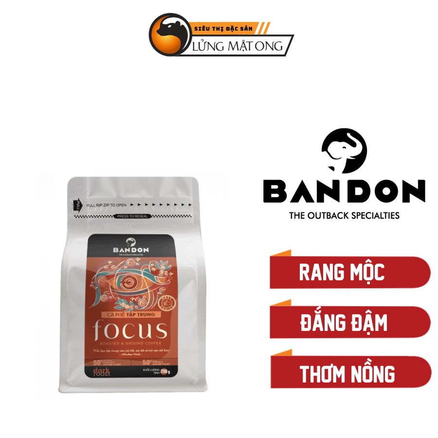 Cà phê phin nguyên chất rang xay mộc sạch BANDON FOCUS 250g đắng đậm, thơm nồng - cà phê đặc sản