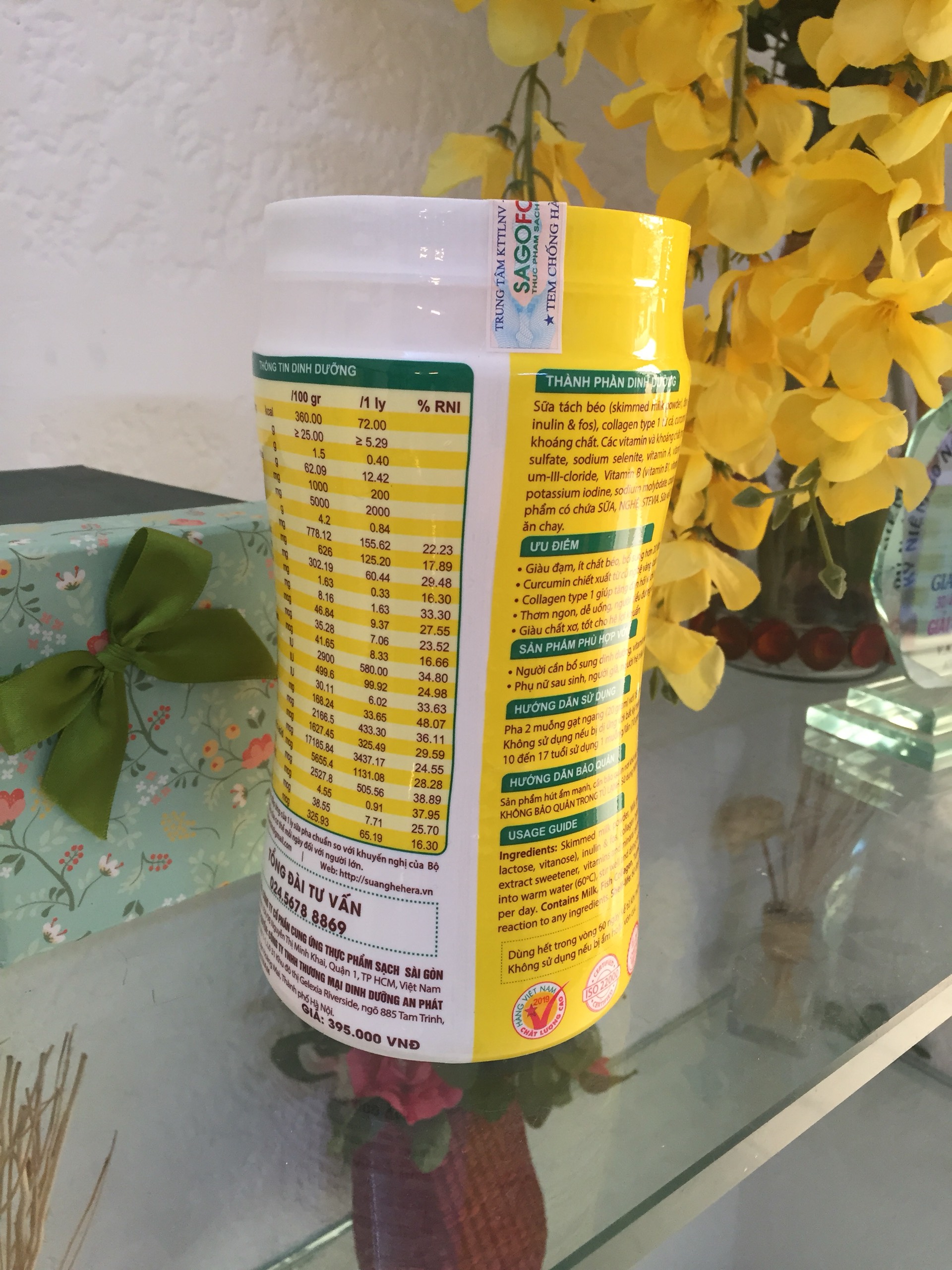 Combo 2 hộp Sữa nghệ hera collagen 500gr/hộp