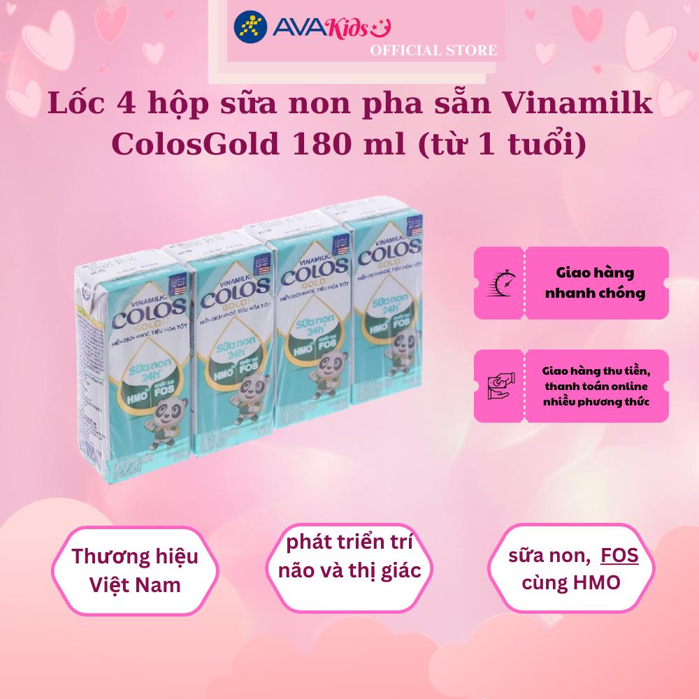 Lốc 4 hộp sữa non pha sẵn Vinamilk ColosGold 180 ml (từ 1 tuổi)