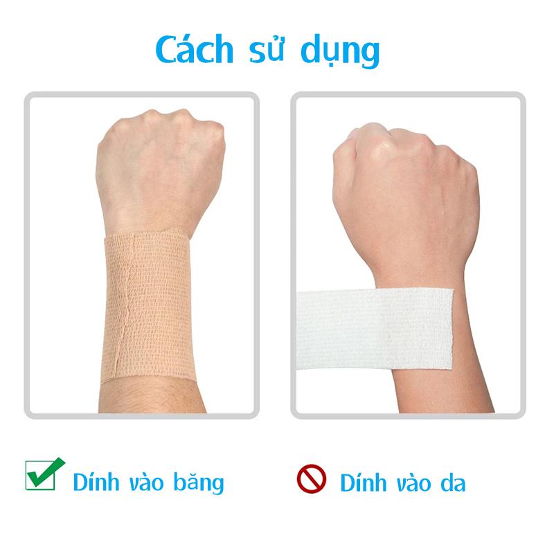 Băng keo thể thao đá bóng, Băng keo thể thao vải tự dính,cuốn bó gối dán cơ thể thao cổ tay, ngón tay, cổ chân - màu da