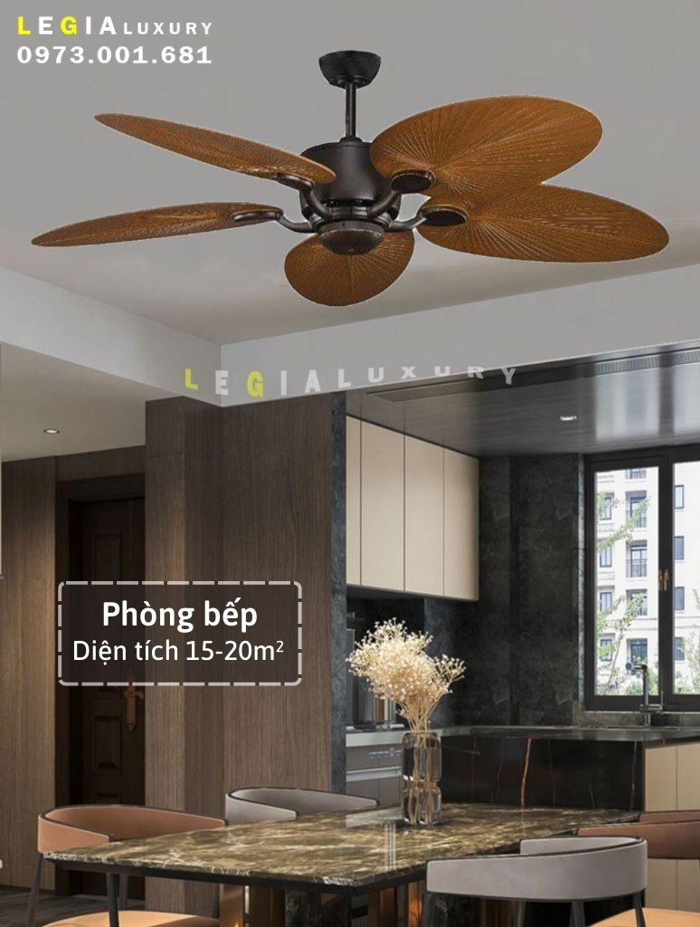 Quạt trần phong cách Đông Dương| Quạt trần Indochine style LGFAN659 | Quạt trần cánh gỗ trang trí phòng ngủ chung cư homestay {Hàng Chính Hãng