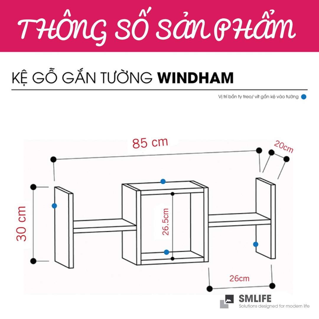 Kệ gỗ trưng bày kiểu dáng thanh lịch SMLIFE Windham