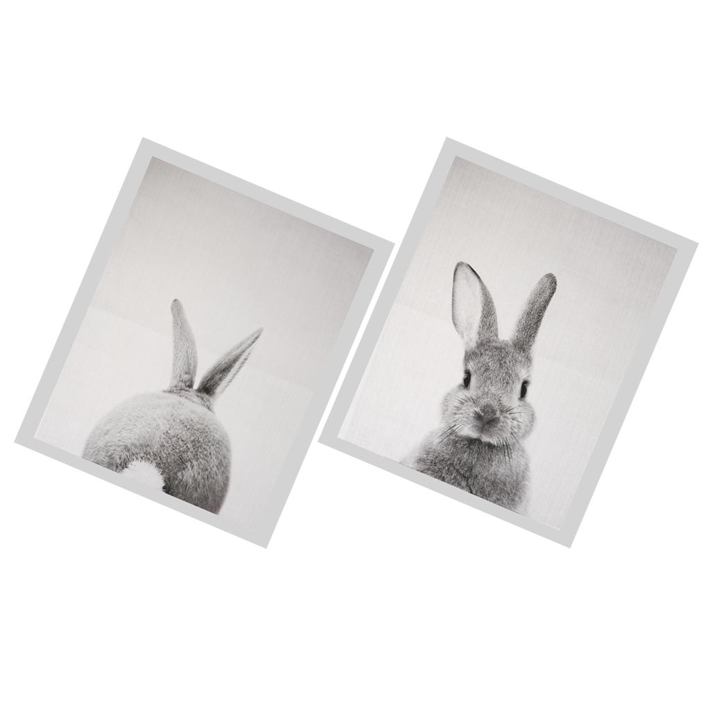 2 Tranh Sơn Dầu Canvas Hình ảnh Thỏ Dễ Thương