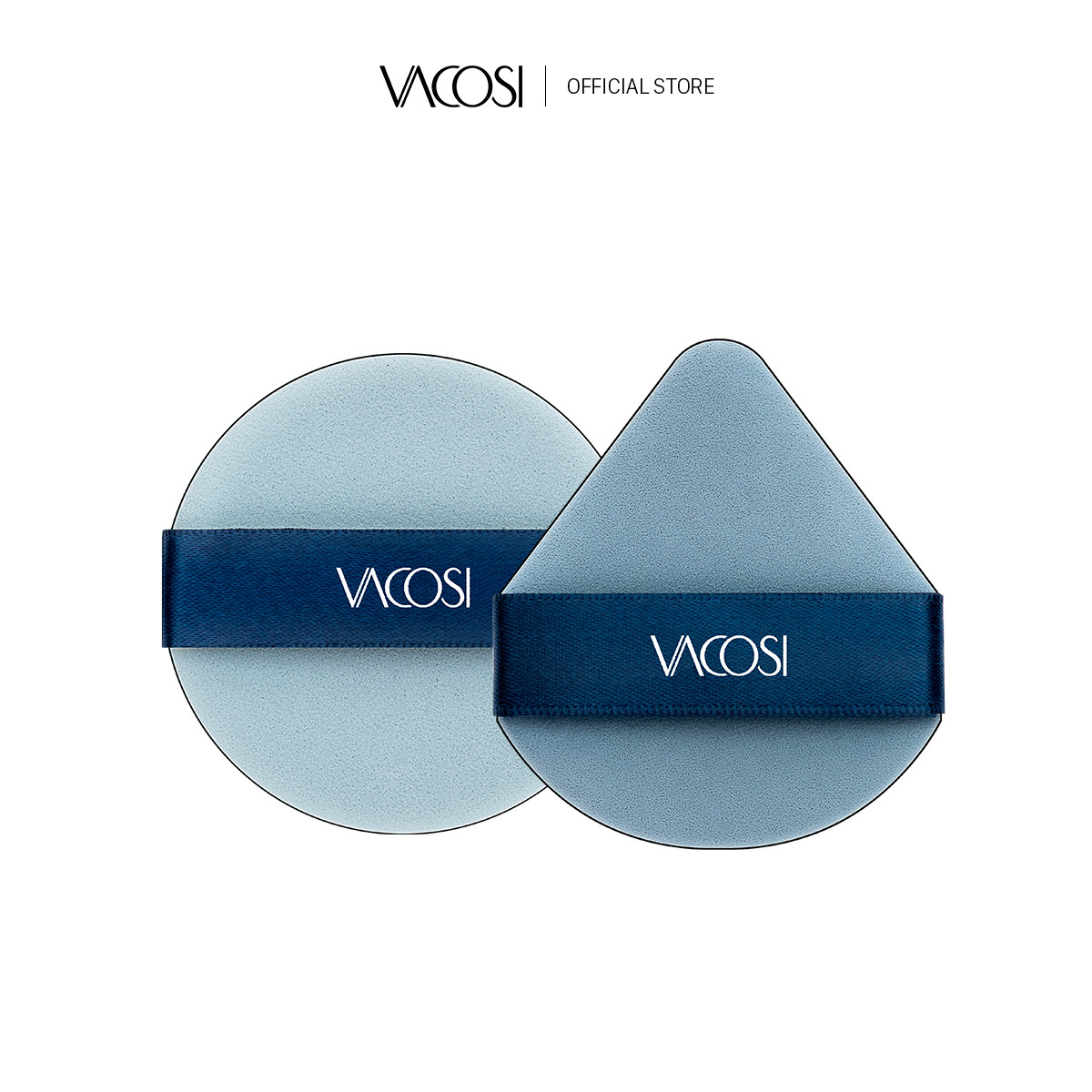 Bông phấn cushion 2 mặt màu xanh VACOSI - Túi 2 cái - BP53-02