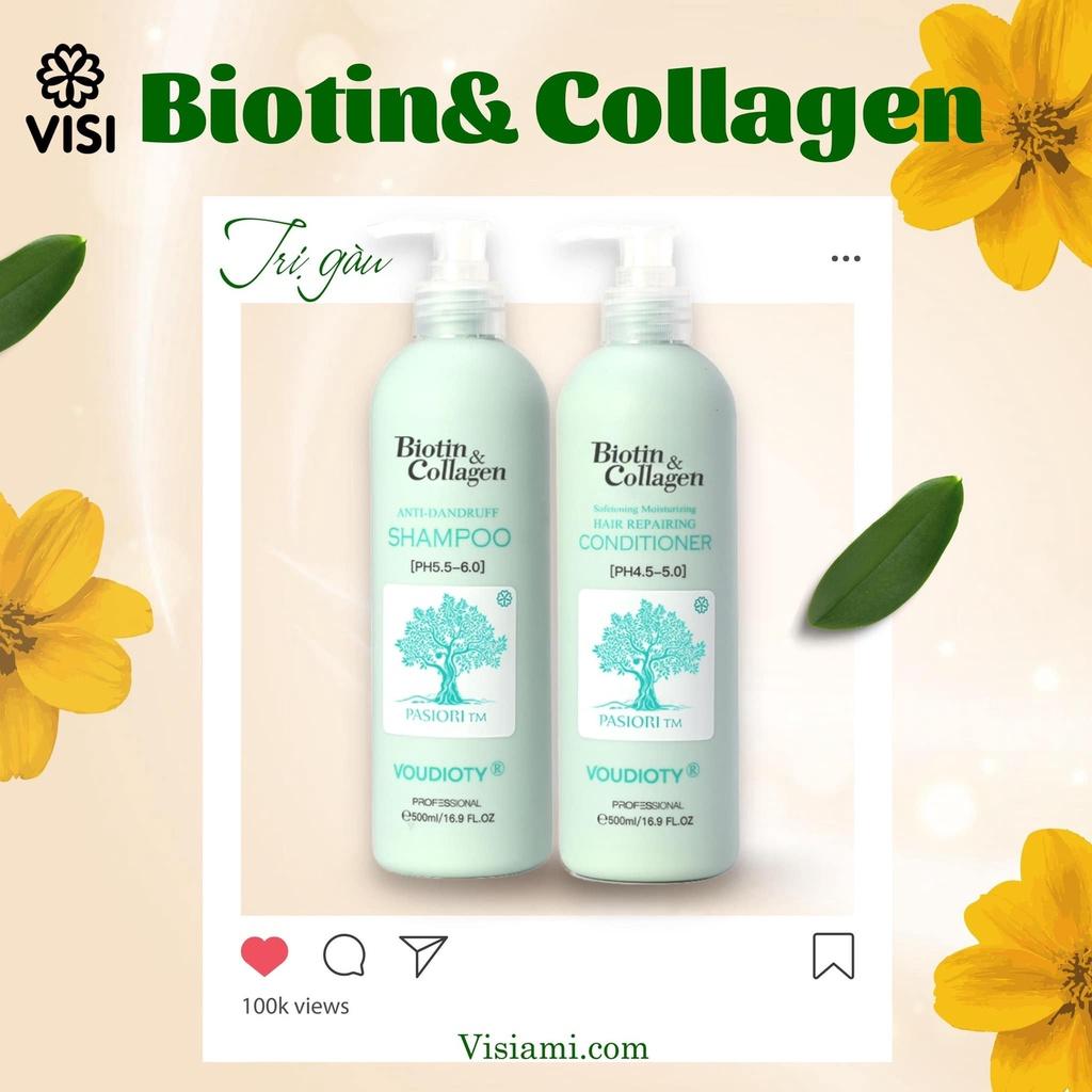 Dầu gội xả ngăn gàu Biotin Collagen Voudioty xanh dương 500ml