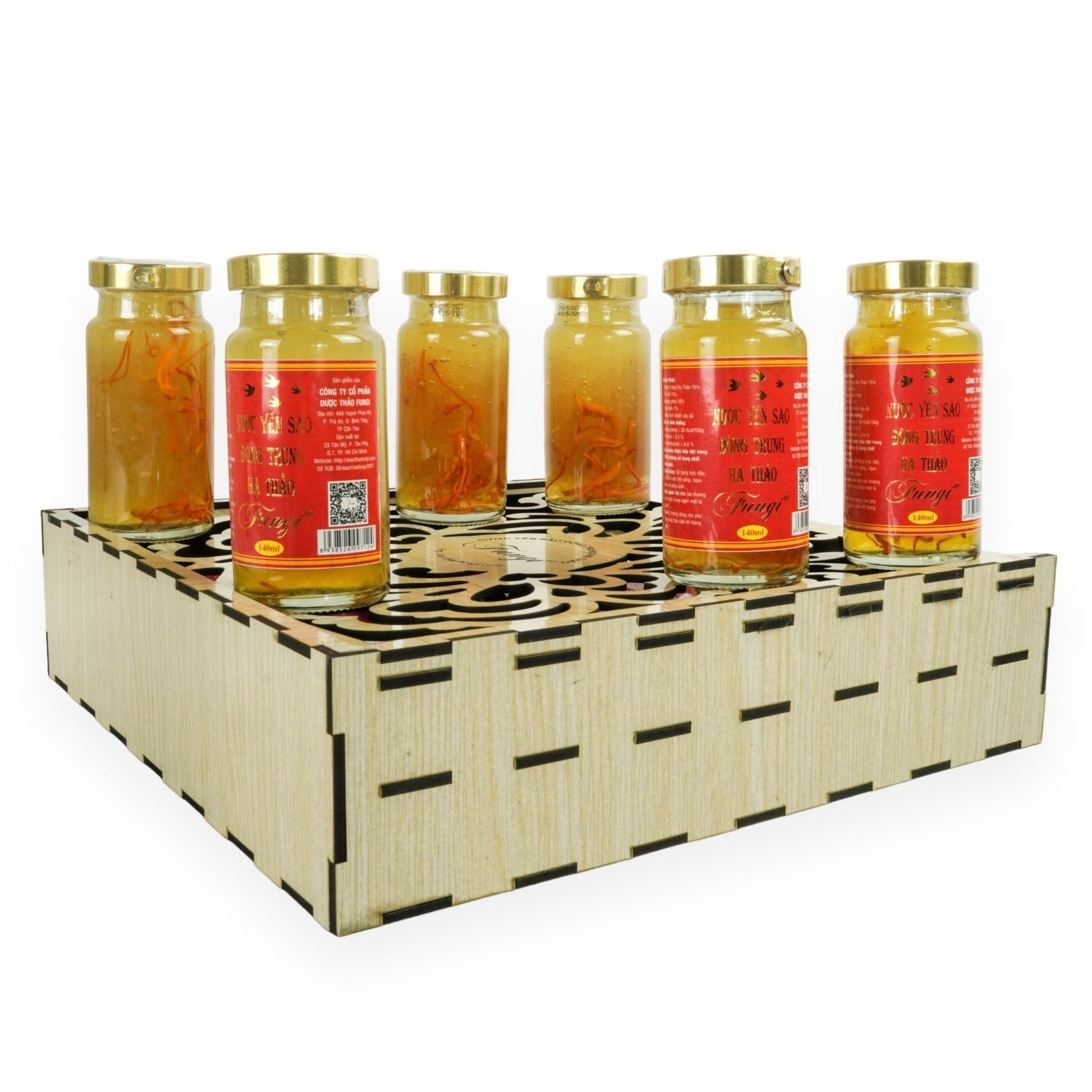 Yến Sào Đông Trùng Hạ Thảo FUNGI hũ LỚN 140ml x 6hu, 15% yến, 15% Đông Trùng
