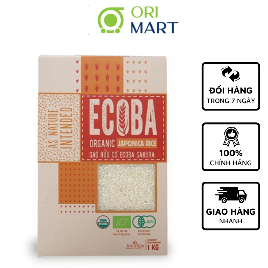 Gạo Nhật Hữu Cơ ECOBA SAKURA An Toàn Sức Khoẻ, Giàu Dinh Dưỡng Túi 1Kg ORIMART