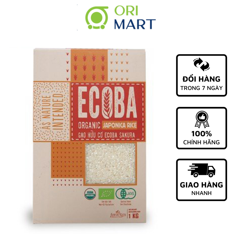 Gạo Nhật Hữu Cơ ECOBA SAKURA  An Toàn Sức Khoẻ, Giàu Dinh Dưỡng Túi 1Kg ORIMART