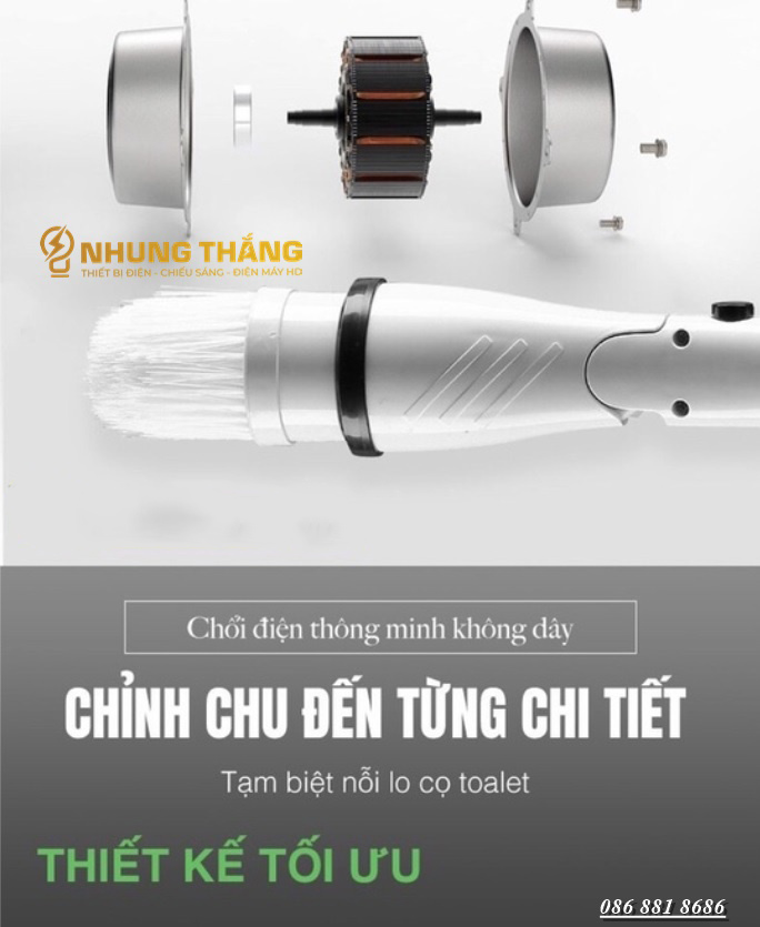 Máy Cọ Chà Sàn Vệ Sinh Tự Động MA-8825 - Pin 4000mah -  Bàn Chải Làm Sạch Vệ Sinh, Nhà Tắm Không Dây Với 4 Đầu Thay Thế - Có Video