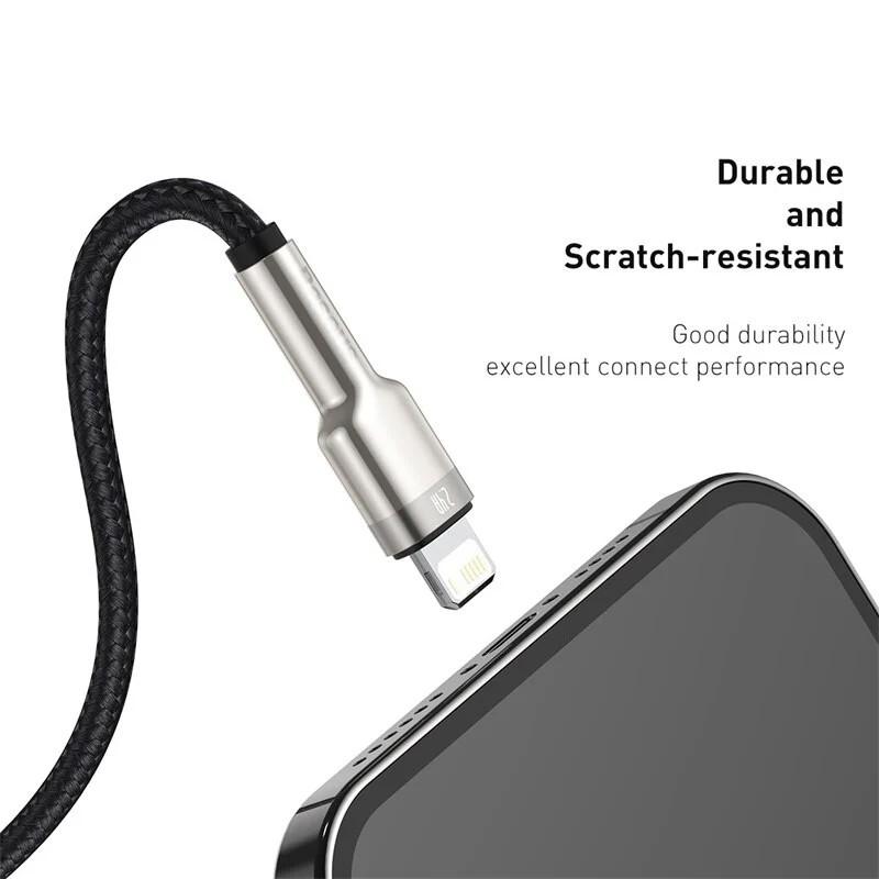 Cáp sạc nhanh, siêu bền Baseus Cafule Metal Series USB sang Lightning 2.4A LV904 - hàng chính hãng.