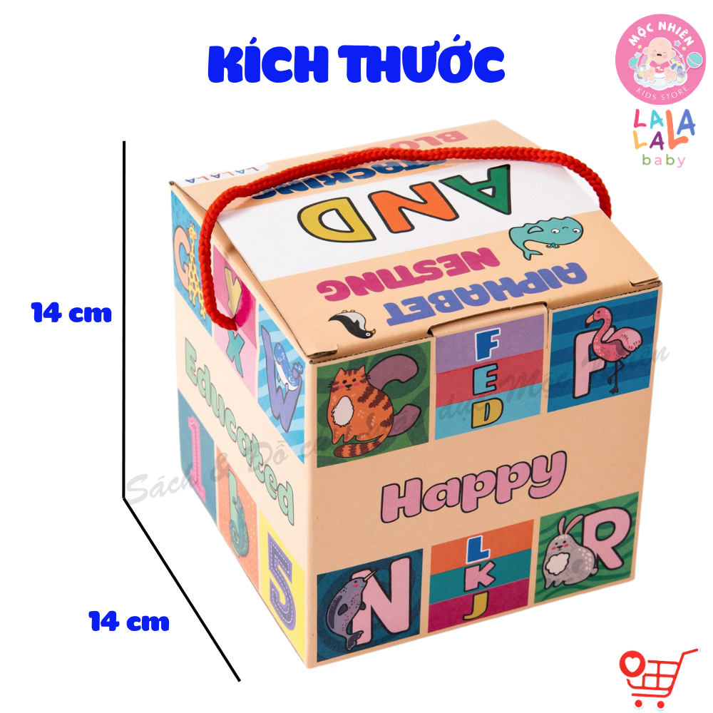 Đồ Chơi Tháp Xếp Chồng Bụng Bự Hình Khối 10 hộp Cho Bé từ 1-5 tuổi - Alphabet Nesting and Stacking Blocks - Lalala Baby