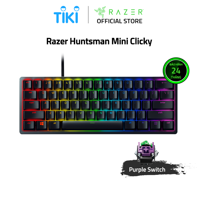 Bàn Phím Cơ Razer Huntsman Mini ( Clicky Purple Optical Switch) (RZ03-03390300-R3M1) - Hàng Chính Hãng