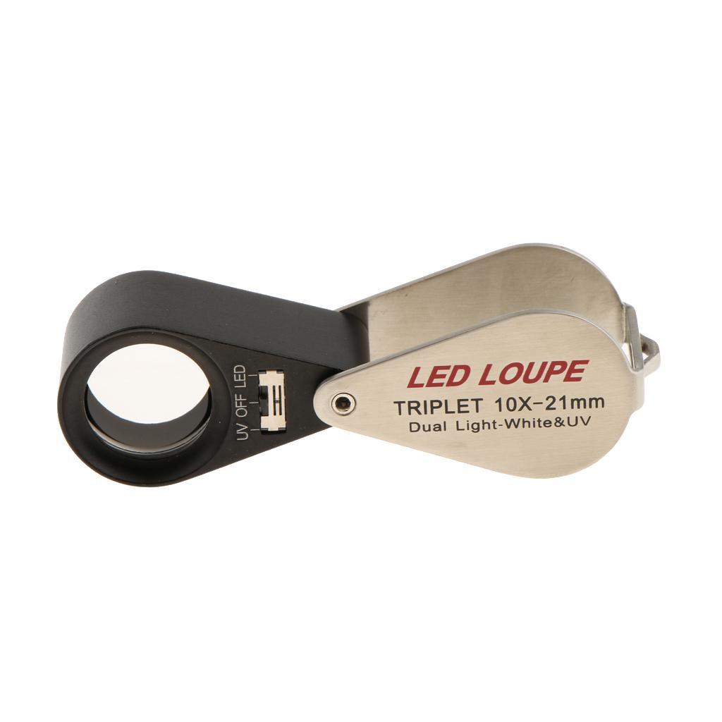 Glass Lens Jewelry  LED Light Magnification  Black 10X