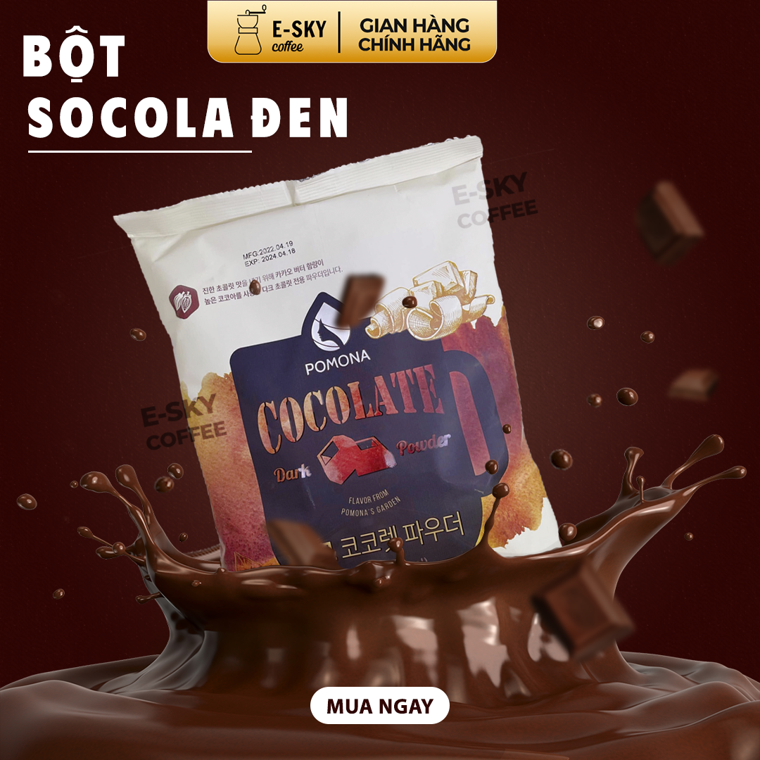 Bột Socola Đen Pomona Dark Chocolate Powder Nguyên Liệu Pha Chế Cà Phê, Trà Sữa Hàn Quốc Gói 1kg