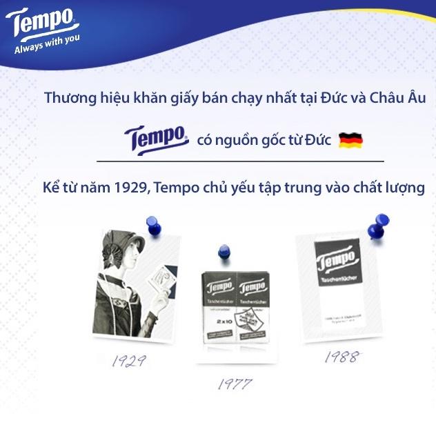 Khăn giấy bỏ túi cao cấp Tempo Petit - 4 lớp bền dai, được kiểm nghiệm da liễu - Thương hiệu Đức (Lốc 18 gói)