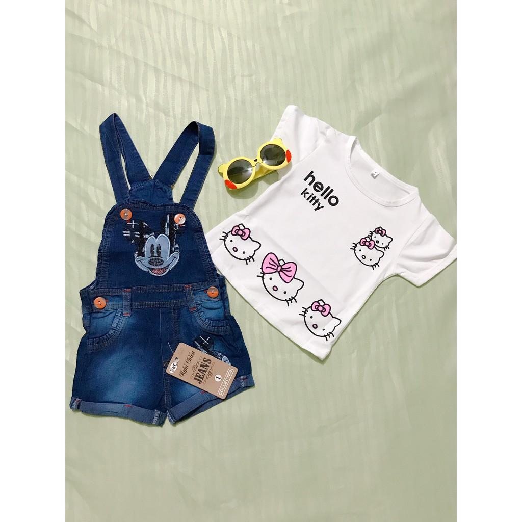 Set Yếm Jean mickey cho bé gái