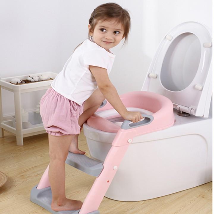Bồn cầu cho bé tập đi vệ sinh bô bồn cầu di động thu nhỏ có thang