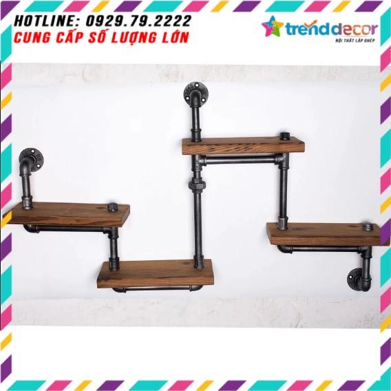Kệ treo tường gỗ 4 tầng kệ ống nước