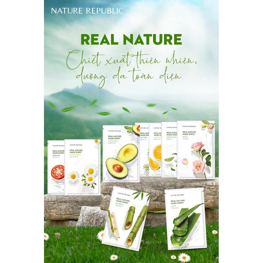 Combo 5 Mặt Nạ Giấy Cấp Ẩm, Dưỡng Trắng Da Nature Republic Real Nature Mask Sheet 23ml x 5