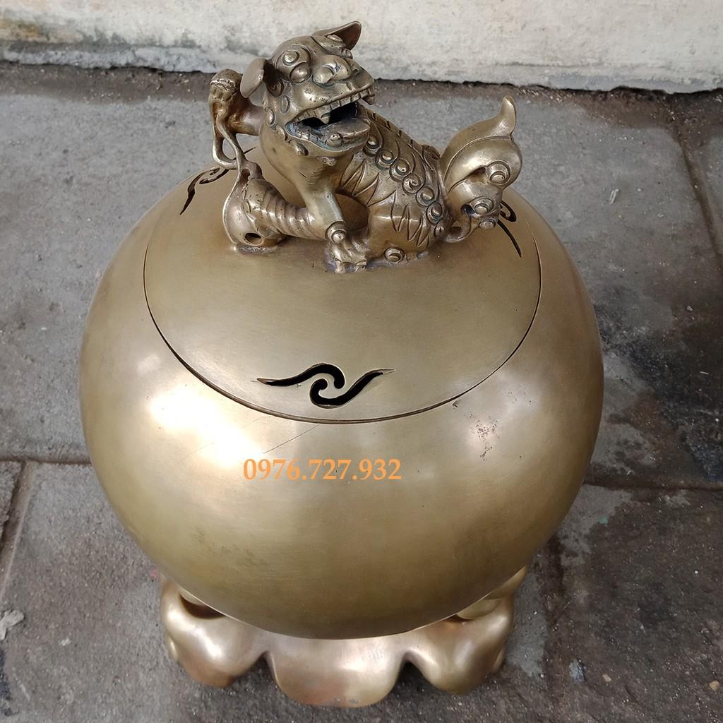 Đỉnh bóng độc nghê, đỉnh chân guột 50cm, đồ đồng trang trí, đỉnh đồng xông trầm