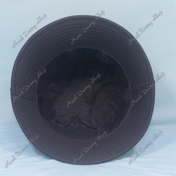 Nón tai bèo mũ bucket vành nhỏ thêu chữ Nhàm Nhang Nhồ (Làm Giang Hồ) - Đen