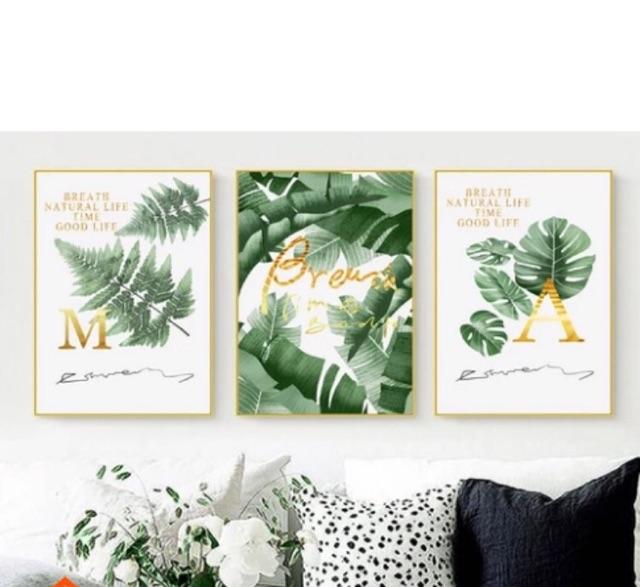 Tranh treo tường Tranh CANVAS bộ 3 hoa lá kích thước 40*50