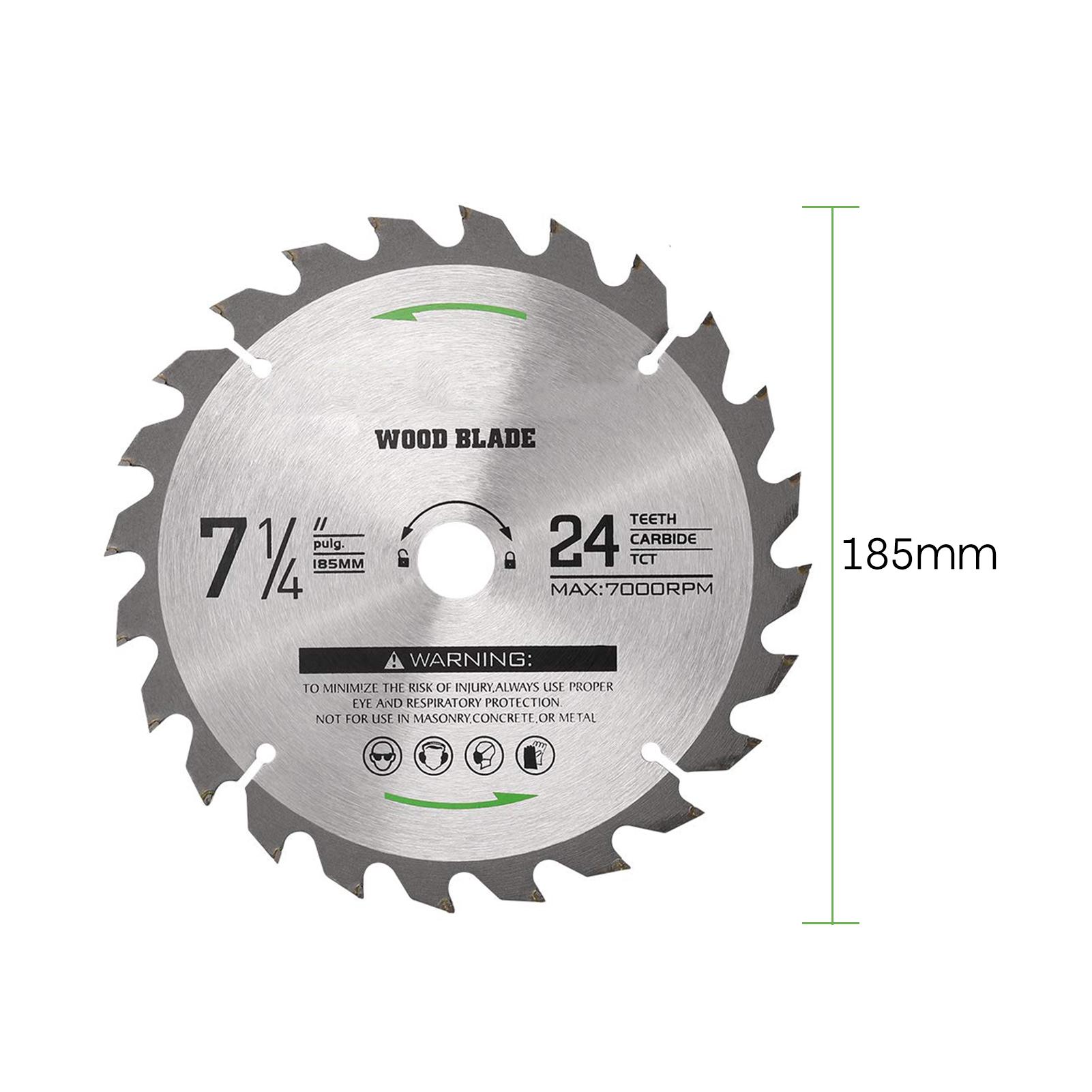 Circular Saw Blade 7-1/4'' 24 Tooth Tungsten Carbide Tipped Circular Wood Cutting Saw Blade with 20mm Arbor for Wood Cutting Max Speed 7000RPM Anti-clockwise Cutting Direction EU