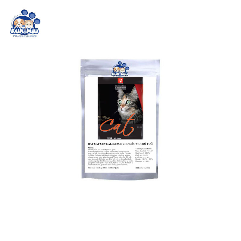 Thức ăn cho mèo Cats eye Kitten and Cat Hàn Quốc Túi zip 1kg cho mèo trên 3 tháng tuổi