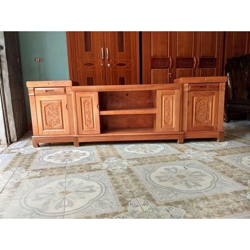 TỦ TIVI GỖ XOAN ĐÀO KIỂU NHÔ 2M, tủ tivi gỗ