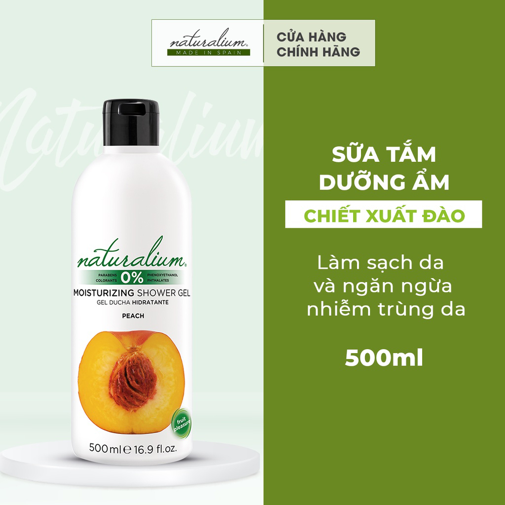 Sữa tắm dưỡng ẩm NATURALIUM hương đào 500ml ngăn ngừa nếp nhăn, chống kích ứng và nhiễm trùng da