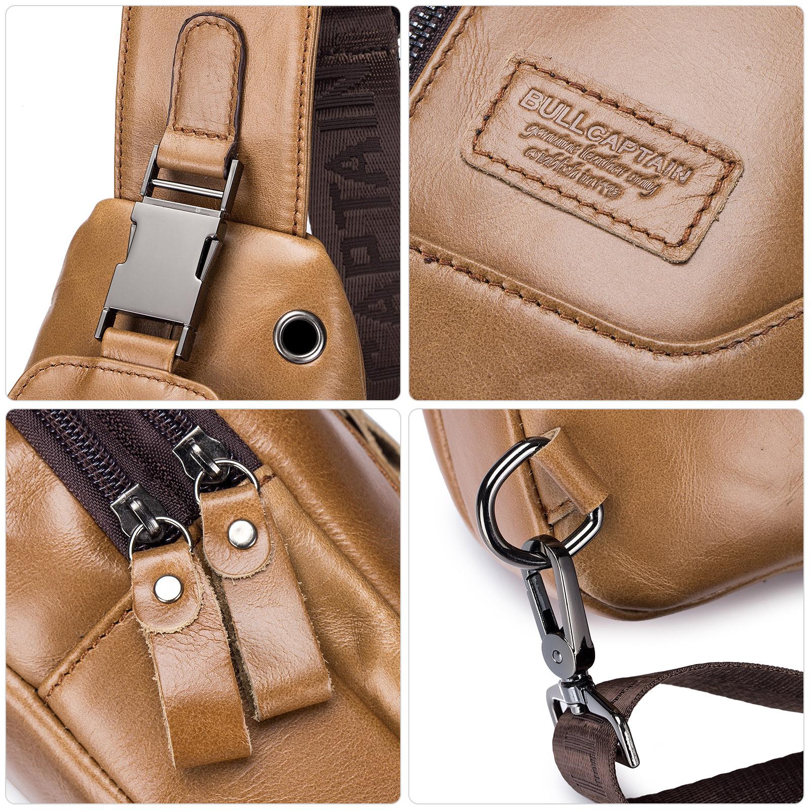 Balo Đeo Chéo Bằng Da Đeo Trước Ngực Chống Trộm Chống Nước Tiện Dụng Bullcaptain