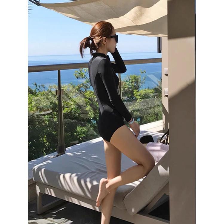 Đồ bơi bikini nữ trẻ trung tay dài khóa kéo phong cách Hàn Quốc