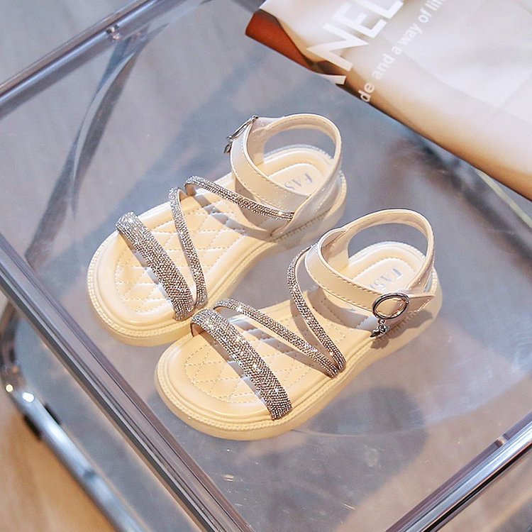 Sandal quai ngang gắn đá đi học đi chơi đi tiệc cho bé gái size từ 26-37 mẫu mới nhất