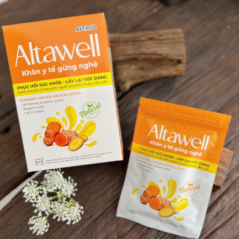 Altawell khăn lau gừng nghệ phục hồi sức khỏe