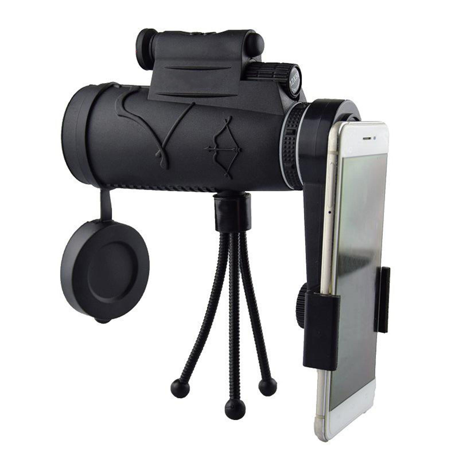 12X50 Monocular Telescope+Tripod+Clip Flashlight Infrared for Phone
