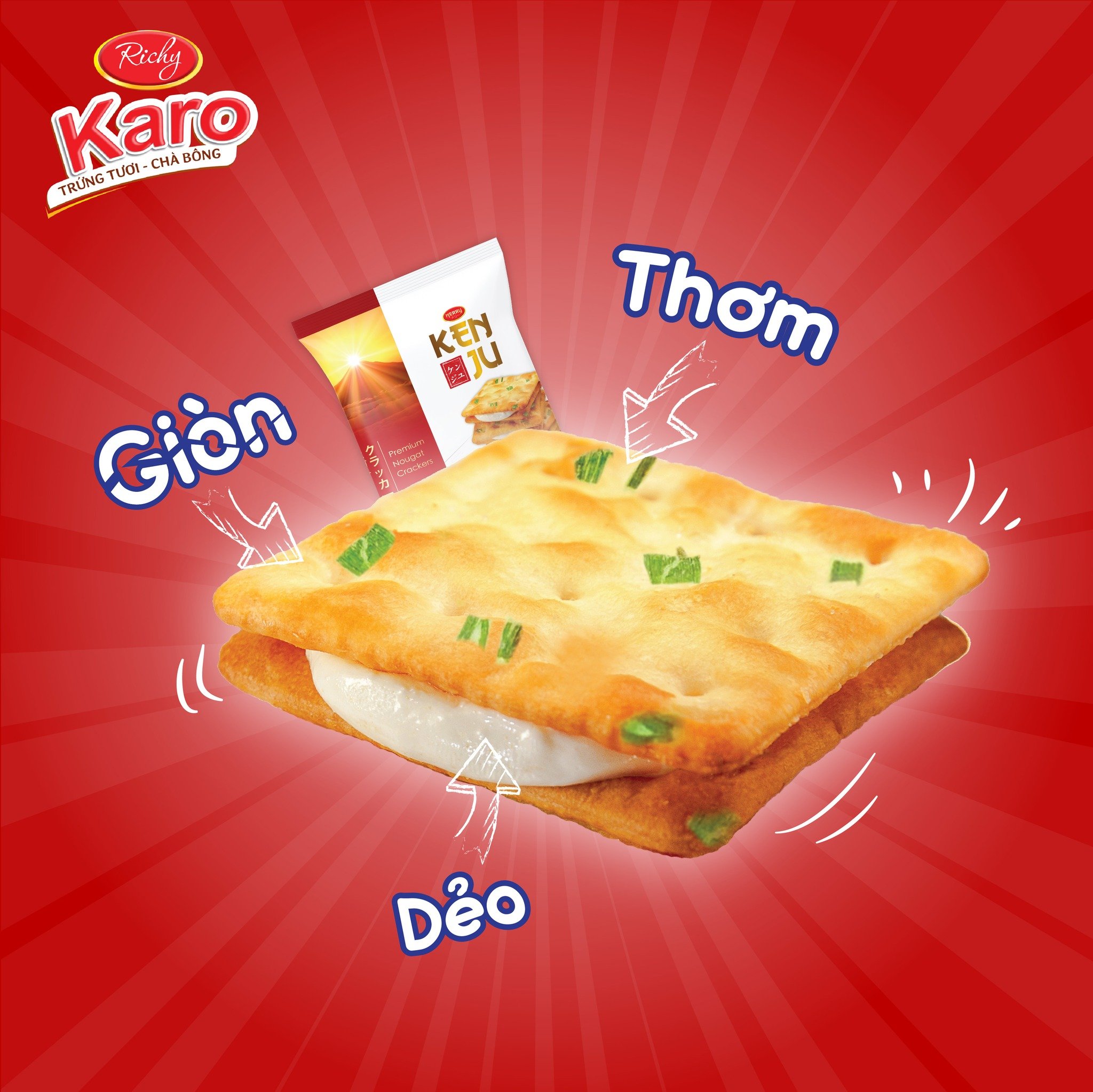 Combo 3 Hộp Bánh quy Richy KenJu giòn kem dẻo 279gr - hương vị Nhật