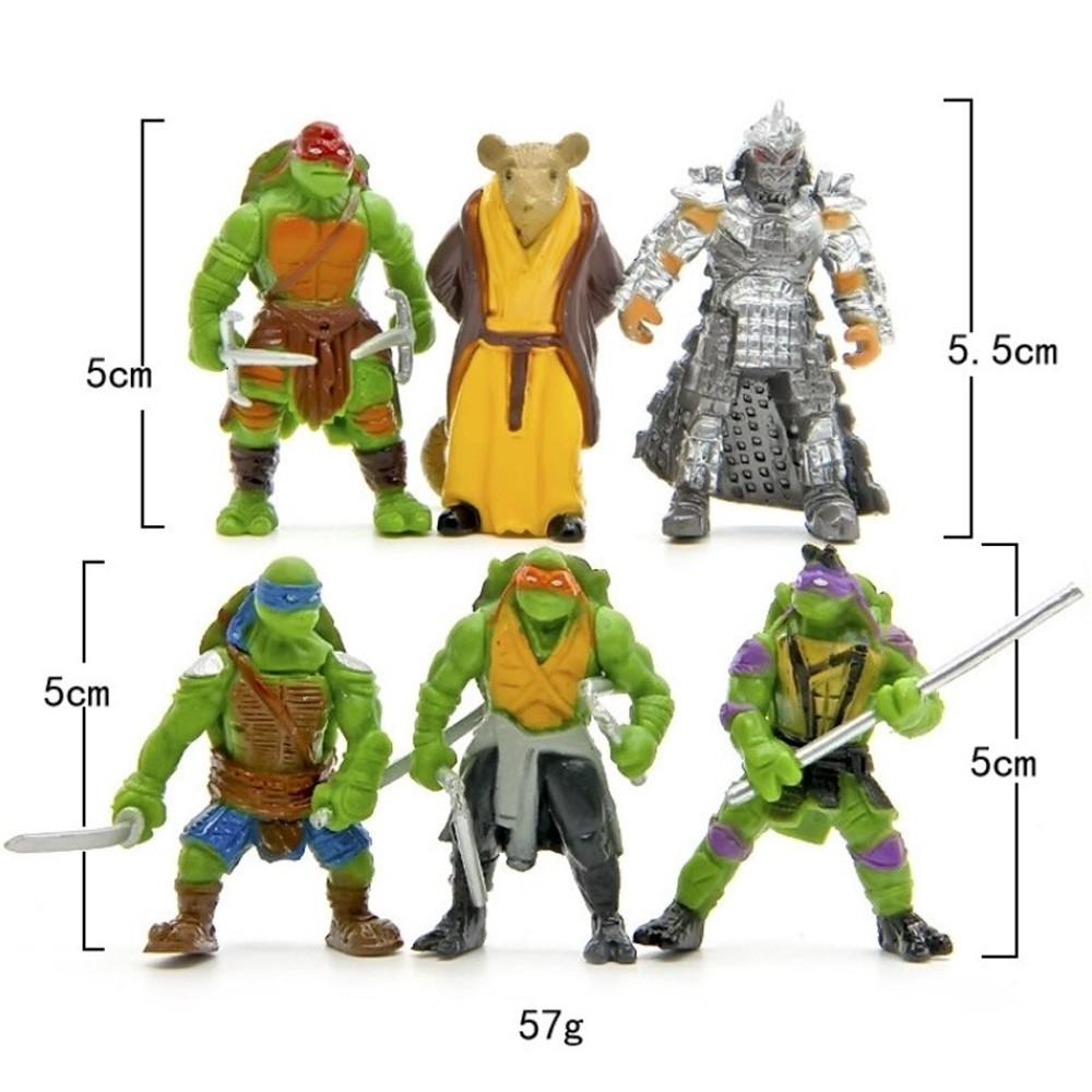 Bộ 6 Ninja Rùa cao 5 cm mẫu 02 - Đồ chơi mô hình Teenage Mutant Ninja Turtles PB2016 giá rẻ đẹp Ninja rùa Vacimall