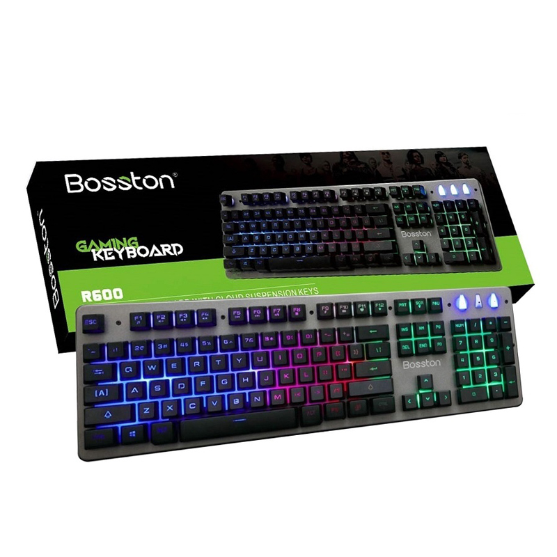 Bàn phím giả cơ chuyên game Bosston R600 Led đa màu (Đen) - Hàng chính hãng