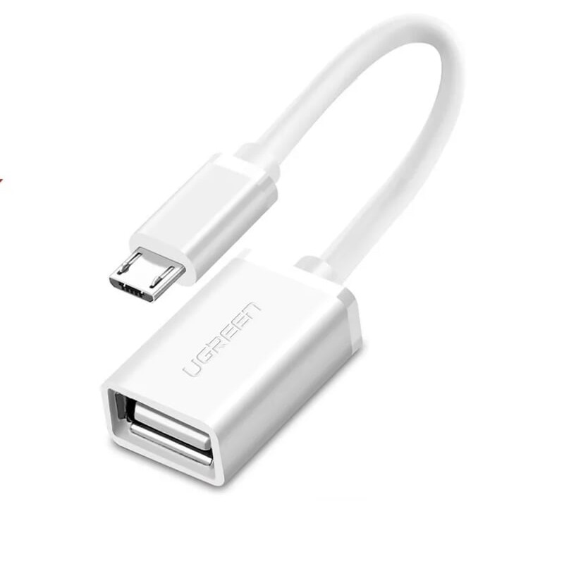 Cáp chuyển đổi Micro usb 2.0 sang usb OTG cao cấp 12CM màu trắng UGREEN USB10822Us133 Hàng chính hãng