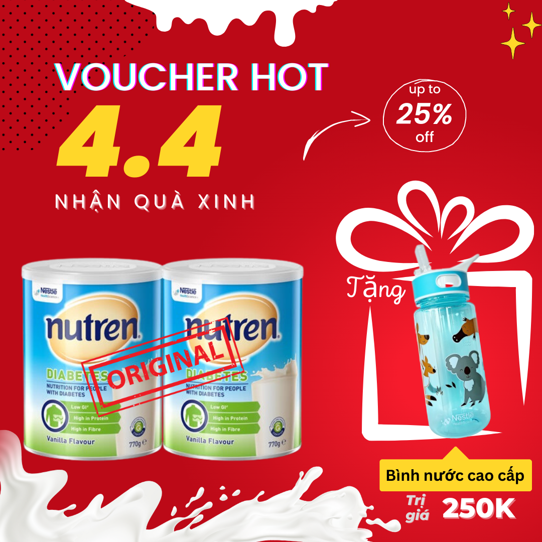 COMBO 2 LON SỮA BỘT NUTREN DIABETES 770G (DÀNH CHO NGƯỜI TIỂU ĐƯỜNG) DATE 9/2023