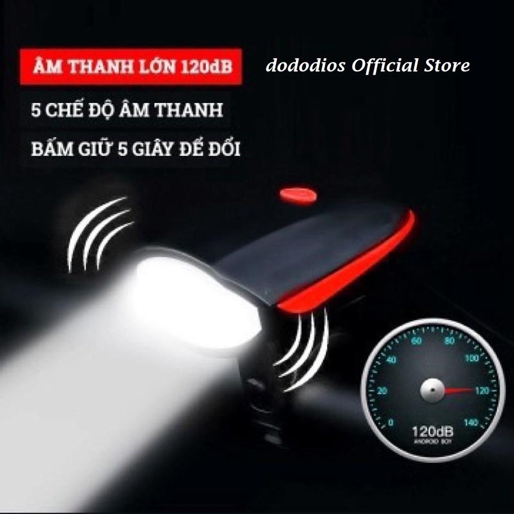 Đèn xe đạp thể thao dododios siêu sáng có còi pin sạc usb led T6 chống nước - MàuĐỏ